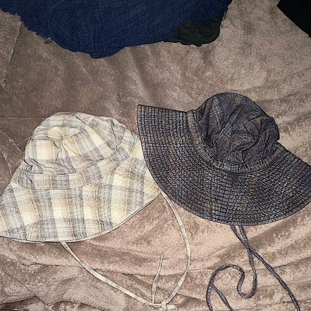 Free People x Rahi Ghost Cord Bucket Hats Navy and Natural Adjustable NWOT $48